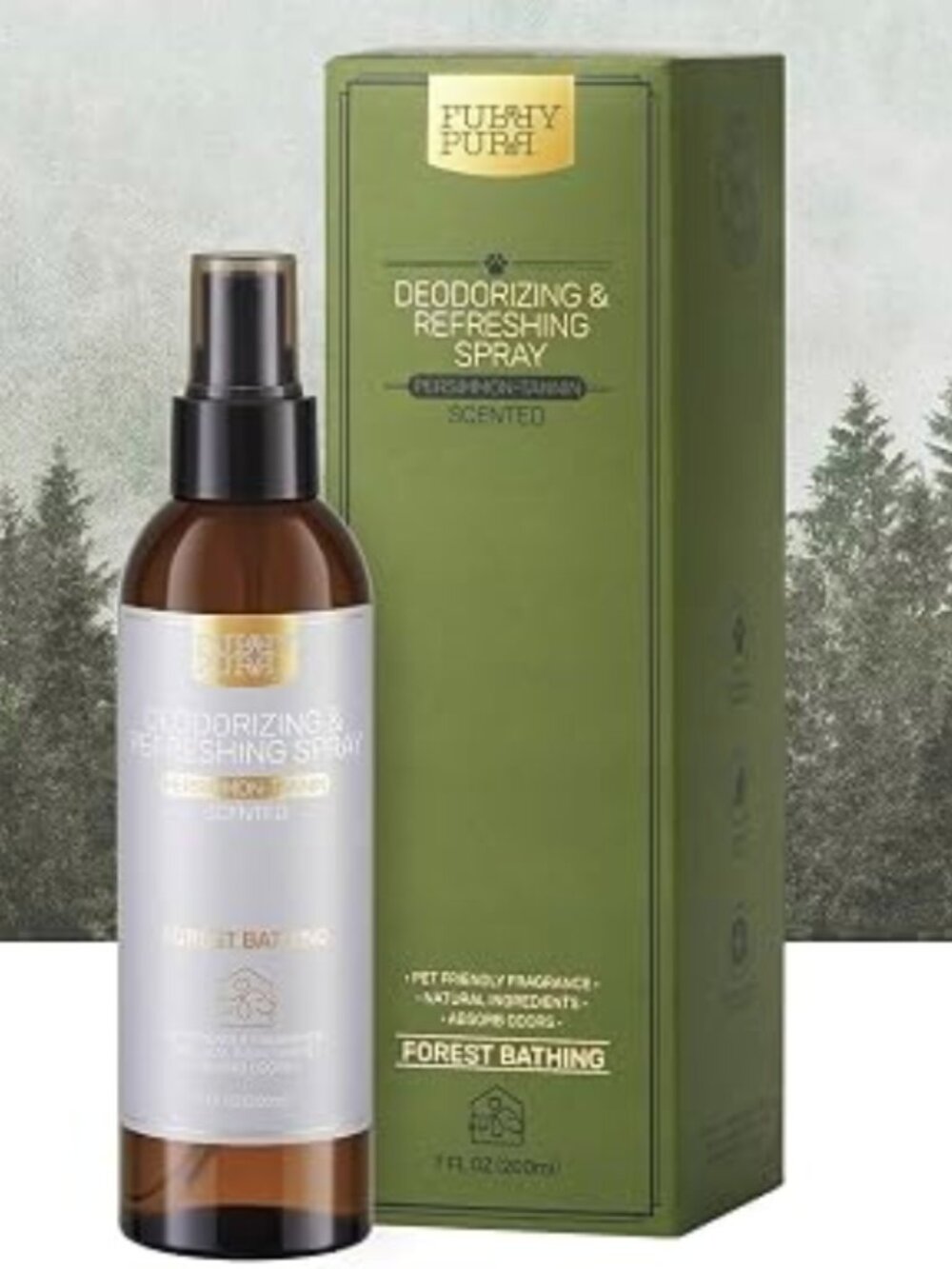 Furry Purr Pet Odor Eliminator Spray, Forest Bathing Scent, Air Freshener Spray